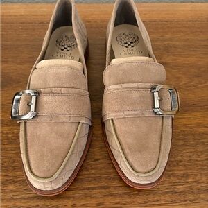 New Vince Camuto Cekanda Leather Slip On Loafer Faux Croc Mushroom 6M